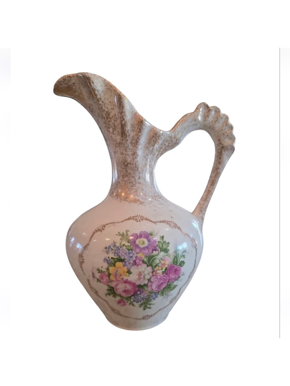 Royal China Pitcher Floral Warrant 22 kt gold Victorian Fairycore Romantic